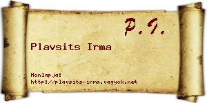 Plavsits Irma névjegykártya