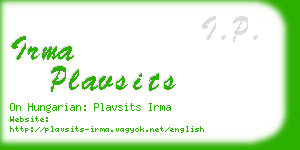 irma plavsits business card